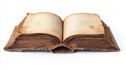 Obraz premium An ancient, open book with worn pages, symbolizing knowledge and history waiting to be explored.