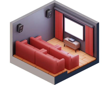 Modern Home Cinema Room with Comfortable Seating and Large Screen