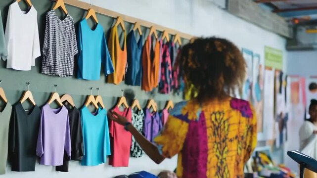 Exploring creative patterns and vibrant designs during a craft workshop in a colorful studio space