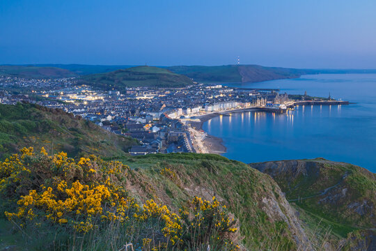 Evening view of Aberystwyth from a nearby hill.