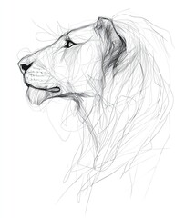 Obraz premium Artistic sketch of a lion in profile