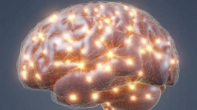 Gen Turbo pulses activate and dots pulsate in stunning brain animation showcasing neural activity