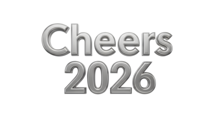 Shiny silver balloon 2026, Happy new year isolated on transparent background