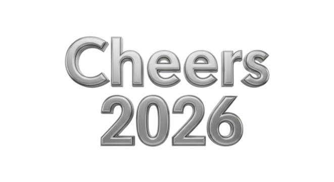 Shiny silver balloon 2026, Happy new year isolated on transparent background