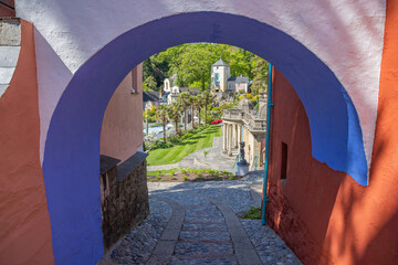 Colorful arched passageway in Portmerion.