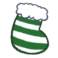 Green Stripe Christmas Stocking Doodle Cartoon