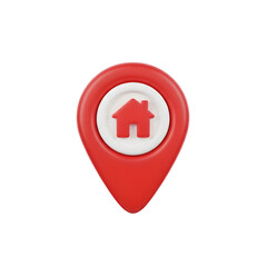 Obraz premium Map Pin Location Home Icon Red 3D Render Isolated On Transparent Background