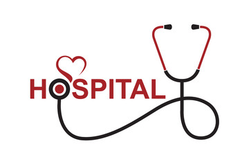 medical halth care icon with stethoscope and heart isolated on white background