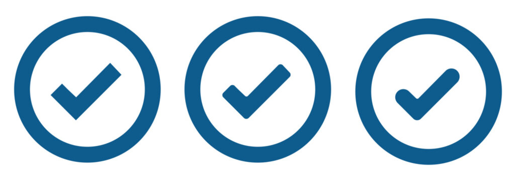 Check Mark Icons set. Circle tick approved symbol.  Check marks for accept, confirmation, agreement. correct and accept sign.