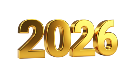 2026 new year colorful 3D. isolated on transparent background