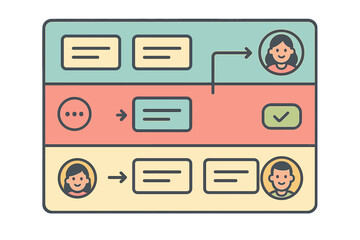 Business process flow chart diagram showing steps, decisions, and user roles in a structured workflow