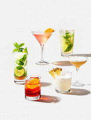 Six iconic cocktails including Mojito, Cosmopolitan, Caipirinha, Negroni, Pi&ntilde;a Colada and Whiskey Sour.