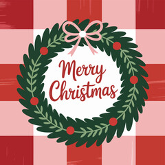 Festive merry christmas design with traditional holiday colors and classic fonts