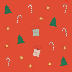 Festive merry christmas illustration with classic holiday colors and typography