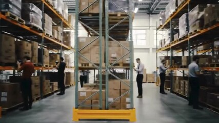 Efficient warehouse management with boxes on shelves ready for distribution and shipping, logistics in action for global supply chain - Powered by Adobe