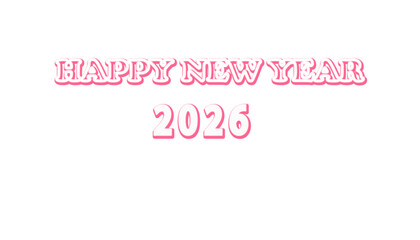 Happy new year 2026 festive greeting with bright pink text element.