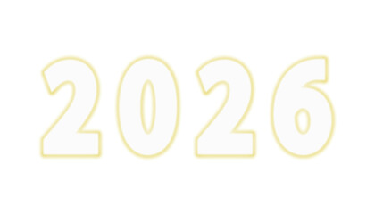 PNG, 2026 new year  with glowing golden outline