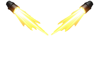 Two angled spotlights crossing diagonally, bright yellow-white light beams intersecti 