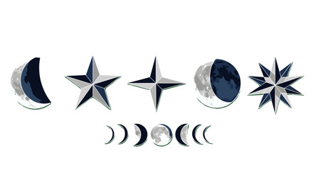 Celestial phases and stars illustration for astrology lovers and space exploration enthusiasts design art