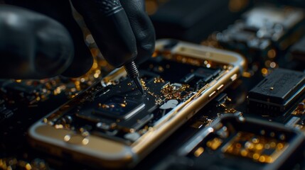 Technician repairing smartphone components with tools for upgrades and hardware recovery solutions