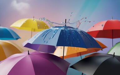 Umbrella Splash Colorful Rain Protection Weather Abstract