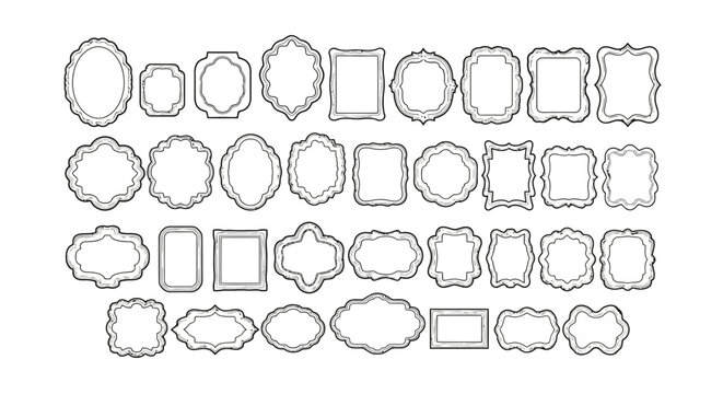 Outline collection of decorative vintage label frames and borders. EPS Editable