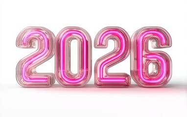The letters 2026 are in neon pink