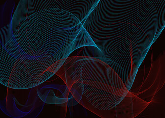 Modern digital Neon Wave Lines Background in Red and Blue.