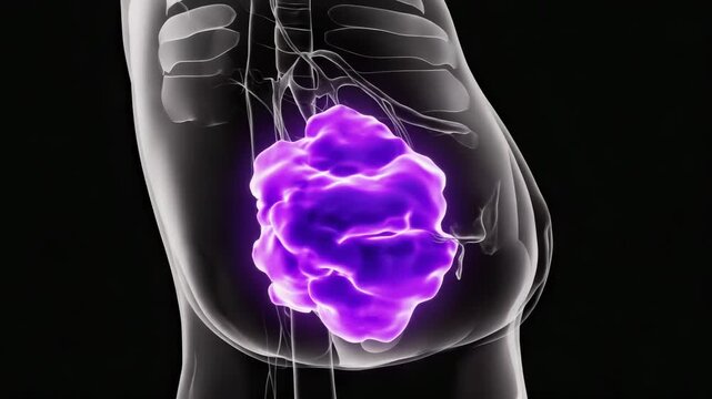 Tumor Growth Illustration: 3D Render of Cancerous Mass in Human Body, Medical Visualization for Oncology Research and Healthcare
