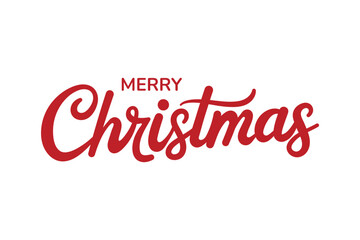 Merry christmas text in red script font, christmas concept, vector illustration