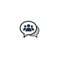 Obraz premium Corporate discussion group speech icon flat vector design.
