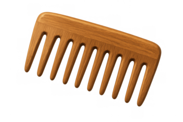 Wooden wide-tooth comb for natural hair care styling
