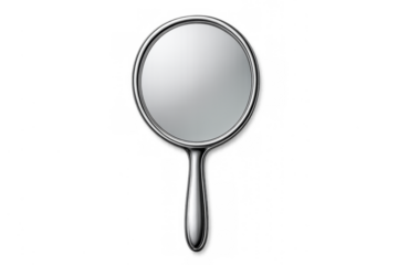 Hand mirror with silver frame and handle
