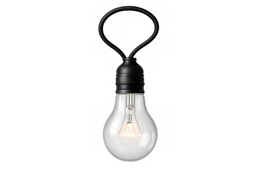 Light bulb hanging illuminated representing new idea and creativity