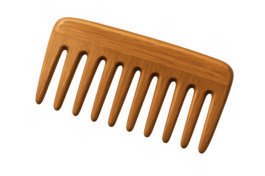 Wooden wide-tooth comb for natural hair care styling