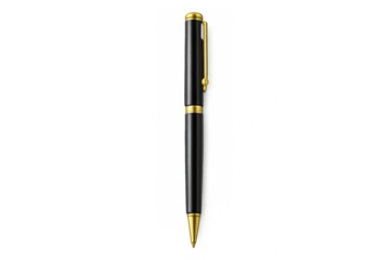 Black and gold ballpoint pen with transparent background