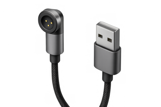 Charging cable with magnetic connector and usb plug