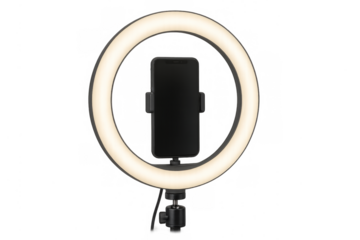 Smartphone with ring light for vlogging and live streaming