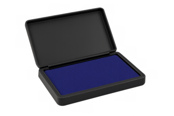 Open ink pad with blue ink for stamping