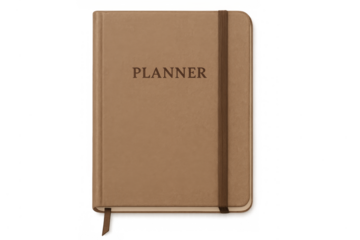 Brown planner notebook for planning organizing tasks schedule