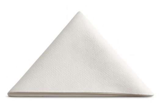 White paper napkin folded in triangle shape