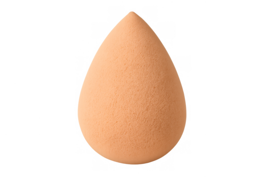 Peach beauty blending cosmetic makeup sponge on transparent background
