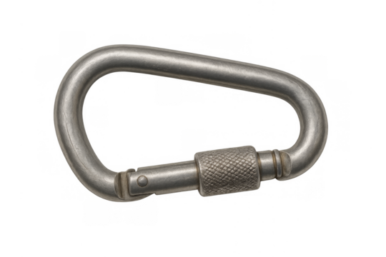 Metal carabiner screw gate hook providing climbing safety
