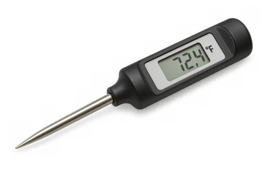 Digital food thermometer measuring cooking temperature, transparent background - Powered by Adobe