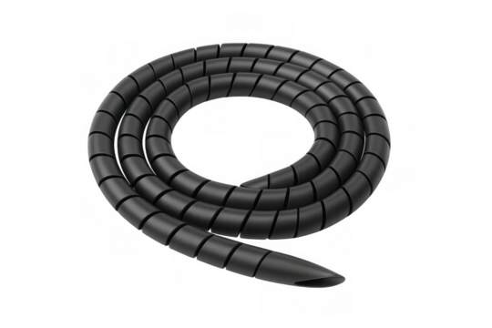 Black spiral wire wrap managing electrical cables