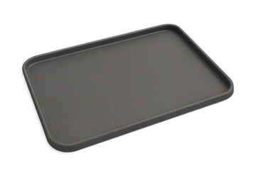 Fototapeta premium Empty dark gray plastic serving tray on transparent background