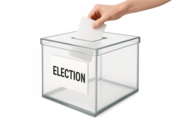 Hand casting vote into election ballot box