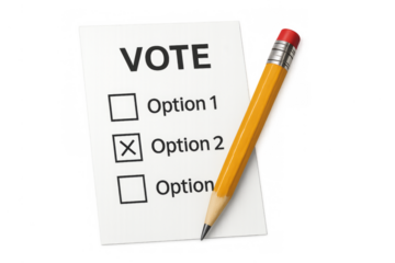 Voting ballot showing marked option with pencil