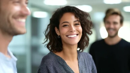 Group of diverse young professionals laughing and working together in a bright modern office, teamwork and creativity, positive energy and collaboration - Powered by Adobe