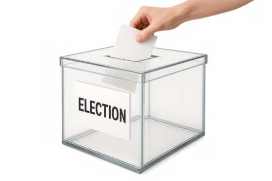 Hand casting vote into election ballot box